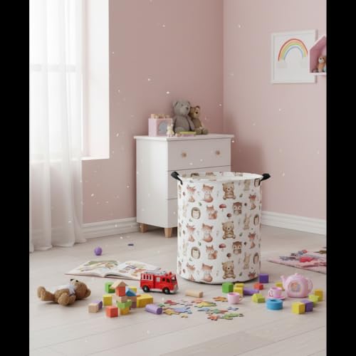 Image of Baby Laundry Hamper kids laundry Basket Waterproof Laundry Bag for Bedroom Clothes Organizer Room Decor(Mushroom Animal)