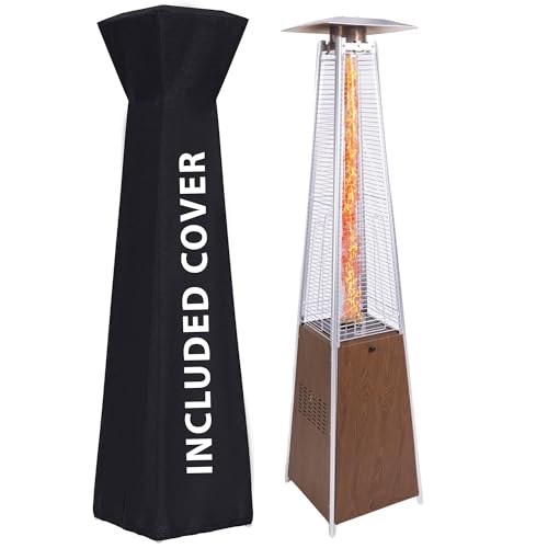 Pyramid outdoor heater, 48000 BTU Propane Patio Heater with Detachable Wheels and Protective Cover, Outdoor Propane Heaters for Patio(BN)
