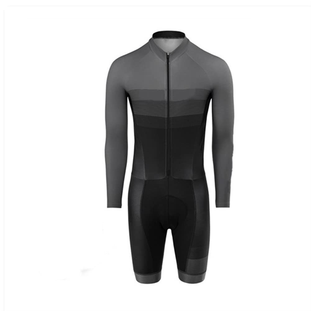 CYTSH Traje de Ciclismo Masculino triatlón Traje de Deportes de Manga Larga Summer Transpirable y de Secado rápido, Cremallera Completa 9d Gel Mono (Color : 01, Size : X-Small)