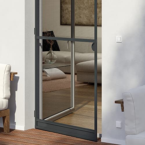 Windhager Aluminium Griffset für Türen, Griffmuschel, Griff für Fliegengittertür, Zubehör für Insektenschutz, anthrazit, 03551