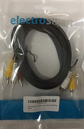 electrosmart 3m - 3 RCA / Phono Male Plug to 3 RCA / Phono Male Plug Cable ~ Triple RCA / Phono AV Audio Video Lead with Yellow White & Red Plugs
