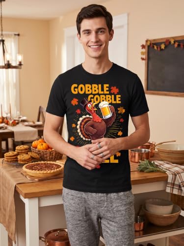 Mens Thanksgiving Shirt Funny Turkey Graphic Tees Fall Pumpkin T-Shirt - image 4