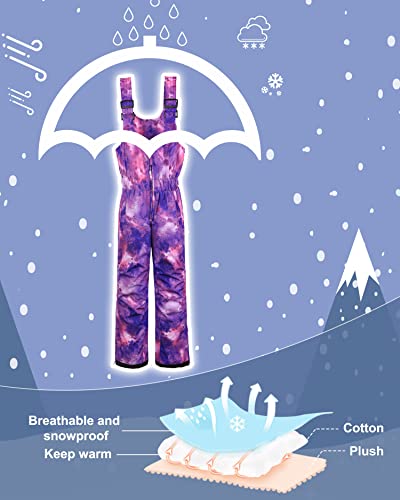 Wantdo Girl's Windbreaker Skiing Bibs Kid Snowbib Classic Water Resistant Overall Practical Outdoor Suit Mountaineering Jumpsuit Purple 14/16 #TOP6
