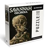 Lantern Press Savannah, Georgia, Head of a Skeleton with Cigarette, Vincent Van Gogh c. 1886 1000 Piece Jigsaw Puzzle for Adults, Made in USA with Reference Poster