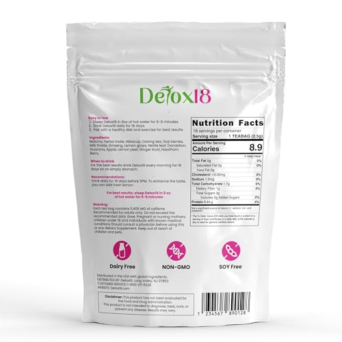 Detox 18 All Natural Tea Bags - Detox Tea Support Healthy Weight - Energize Your Day, Helps Reduce Bloating, Natural Detox and Cleanse | Laxative-Free, Vegan, 18 Servings - Image 3