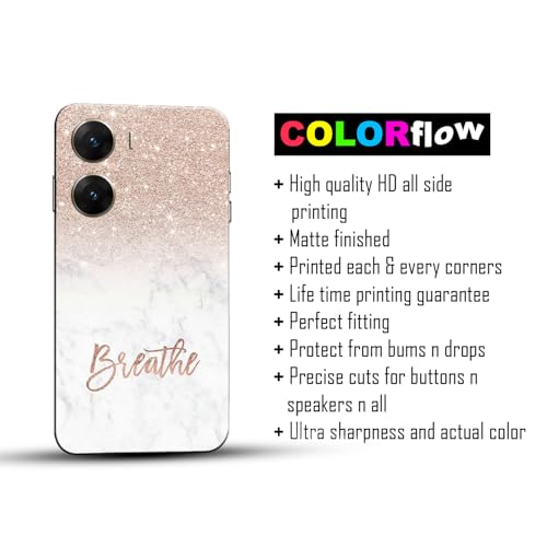 Image of COLORflow Polycarbonate Back Cover Compatible with Vivo V29E 5G | (Best for Girls) Quotes (Breathe) Marble | Designer Printed Hard CASE Bumper Back Cover Compatible with Vivo V29E 5G