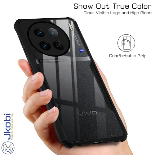 Image of Jkobi Back Cover Case for Vivo X90 Pro (Shockproof with Polycarbonate Clear Panel | Professional Black)