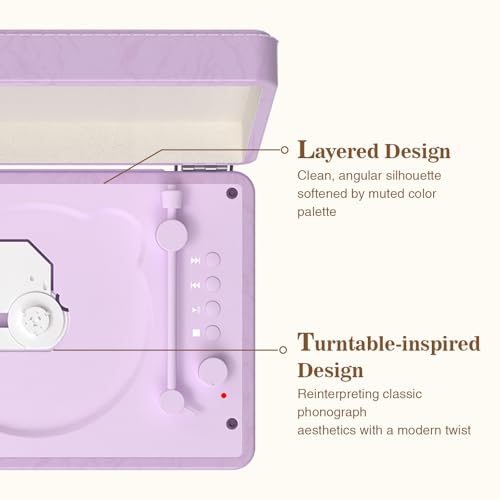 Image of Portable CD Player with Bluetooth 5.2, Rechargeable Battery & Built-in Speakers - Hi-Fi Retro Suitcase Design for Home Decor, AUX /TF Card Support - Ideal Gift (Light Purple)