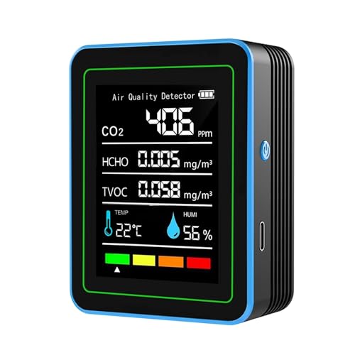 Detector de Gas, Monitor de Calidad del Aire 5 en 1, medidor de formaldehído for Interiores y oficinas.(Nero)