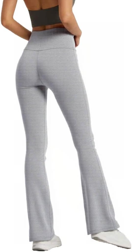 COUVER Women Cotton Bootcut Wide Waist-Band Workout Bootleg Yoga Pants - Image 7