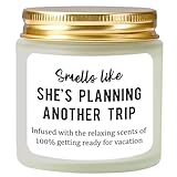 Vellsenne Travel Gifts for Women - Lavender Scented Candle - Best Gifts for People Who Travel - Unique Vacation Gift for Traveler