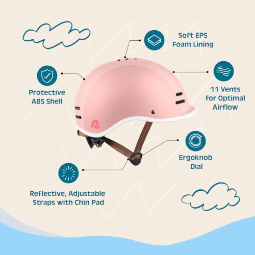 Retrospec Remi Kids' Bike Helmet for Youth Boys & Girls- Bicycle Helmet with Built-in Visor and Adjustable Reflective Straps for Skateboarding, Scooters, Rollerblading - Blush - 49-53cm - image 2