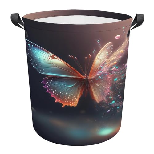 Cesta ropa sucia duradero de 34x42cm cubo de ropa sucia redondo con diseño de mariposas boho 2