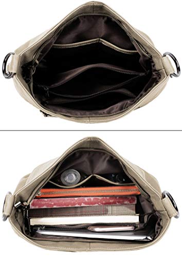 Image of YALUXE Women's Real Leather Shoulder Bags Hobo Handbag Purse Crossbody Bag | Soft Genuine Leather, Convertible, Cross-body Bag, Multiple Pockets, Large Capacity, Medium Size