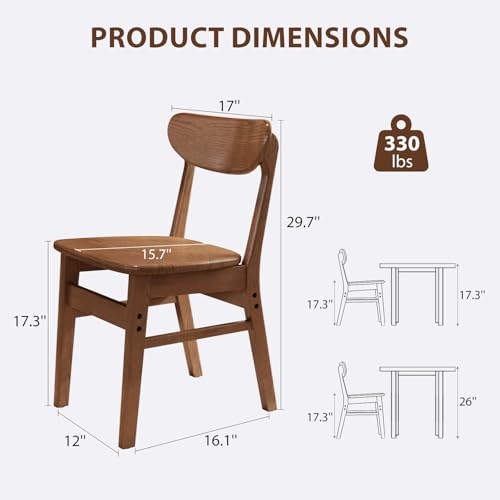Image of AnywaysWood 4 fo Solid Wood Ladder Back Chair, Classic Backed Kitchen & Dining Room Chairs,Kitchen Chairs mid Century Dining Chair Wooden, 4 of Dining Chairs,Suitable for Offices, Dining Tables