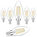 Dimmable E12 LED Candelabra Bulbs 60W Equivalent, 2700K Soft Warm White, 600 Lumens B11 Candle Base 6W C35 LED Filament Vintage Light Bulbs, Clear Glass for Chandelier Ceiling Fan High CRI 90+, 6-Pack