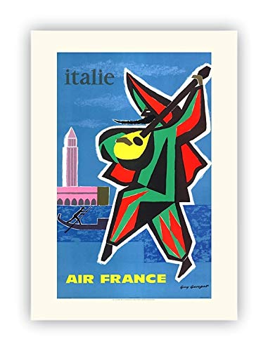 Affiche vintage Air France Italie Georget 1963 grand poster mural salon 60x80