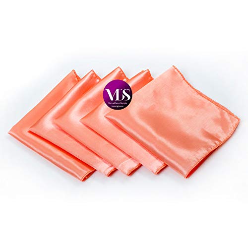 Vds - 200 Pieces | Satin Napkins 12 X 12 Inch Square | Kitchen & Dinner Table Napkins Cloths Handkerchief For Restaurant Bistro Wedding Christmas Birthday Party Dinner Decoration (Peach) #TOP1