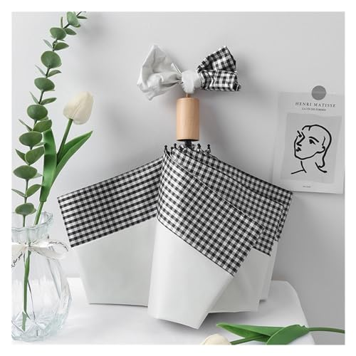 RENEESME Umbrellas for Rain Women's Wooden Handle Sun Umbrella Folding Spliced Sun Umbrella for Rain Or Rain Strong Umbrella for Wind and Rain(Color:C)
