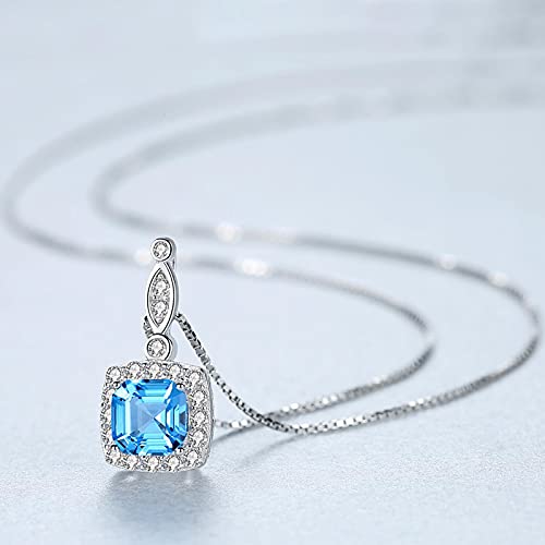 Collier argent 925 femme pendentif topaze bleue véritable
