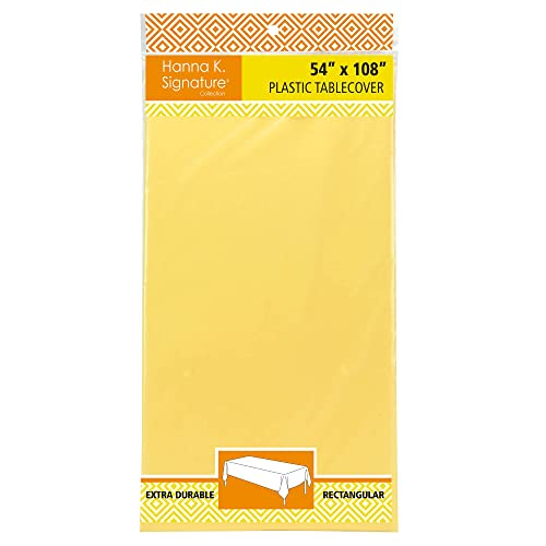 Image of Party Dimensions Yellow Disposable Plastic Tablecloth for Rectangle Tables (48 Pack) Premium Decorative Table Cloths for Parties, Events & Weddings, Indoors & Outdoors, 54 x 108 inches