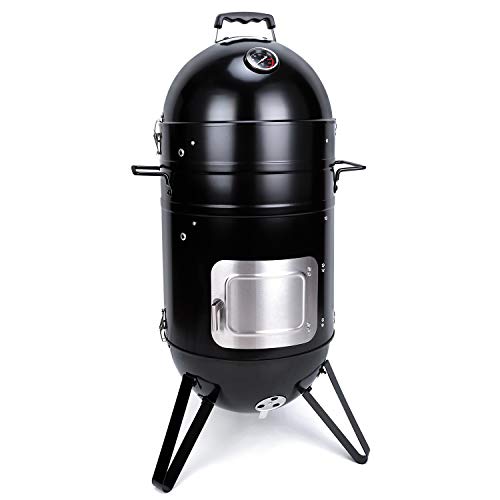 Sougem Charcoal Smoker Grill 14 Inch Smoker Grill Vertical Multi Function Grilling Smoker #TOP18