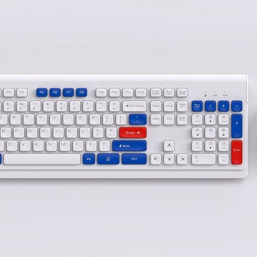 Clavier ergonomique sans fil blanc et bleu pour éliminer le bruit des clics