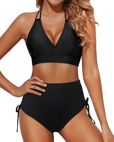 Tempt Me Women High Waisted Bikini Set Two Piece Push Up Bathing Suits Halter Swimsuits with Bottoms2