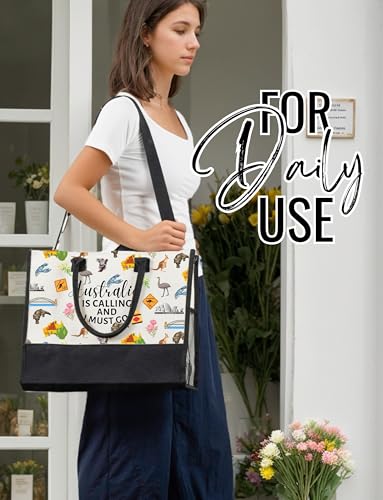 Bolso tote de lona para mujeres de InnoBeta, bolsa de regalo australiana con cierre de cremallera superior y correa para hombro miniatura 2