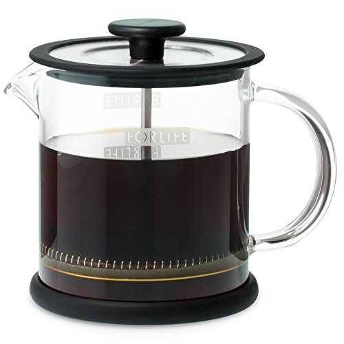 FORLIFE Cafe Style Glass Coffee/Tea Press, 16-Ounce, Black - Detailed View