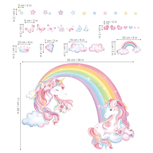 Vinilos decorativos unicornios arcoiris para pared miniatura 4