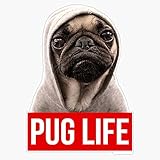 Original Pug Life Pug Vinyl Waterproof Sticker Decal Car Laptop Wall Window Bumper Sticker 5'