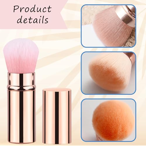 Chenyoyangfen 2 Pieces Retractable Brush,Brush with Cover,for Apply Blush,Makeup setting class retractable makeup brush blusher brush,travel make up brushes makeup brush large makeup brush - Image 4