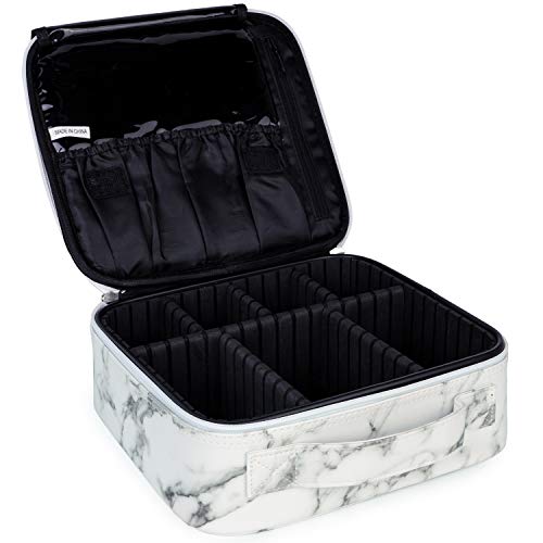 Travel Makeup Bag Large Cosmetic Bag Make up Case Organizer for Women and Girls (Marble)