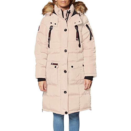 CANADA WEATHER GEAR Puffer Coat for Women- Long Faux Fur Insulated Winter Jacket (L, Sand)