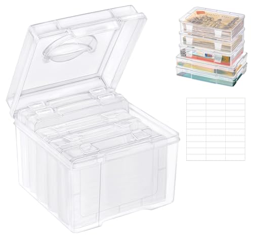 adorbox Transparent Fotoaufbewahrungsbox, 21 x 21cm Aufbewahrungsbox...