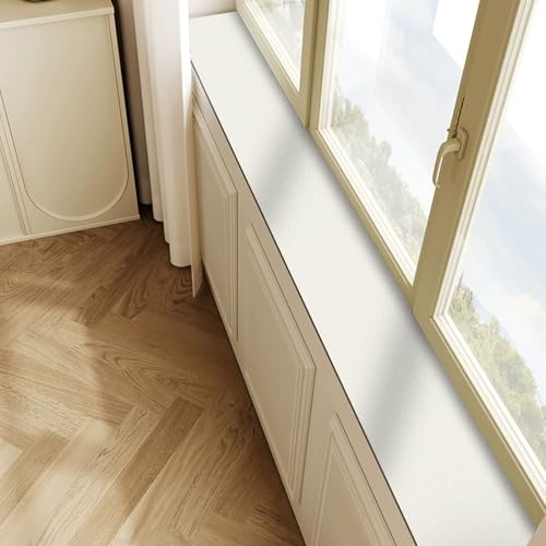 PU窓枠マット(無地、51〜290cm) スエード裏地付き滑り止め窓枠プロテクター キッチン・寝室用防水窓枠クッション(White,94x10in(239x25cm))