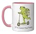 Sarcasm Humor New Dad Frog Meme Off To Commit Dad Foolery Ceramic Mug, Pink/White