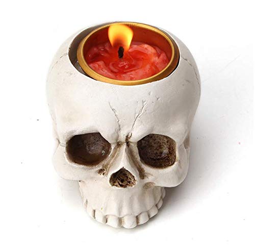Hoocozi Skull Candle Holder Home Party Decorative Resin Skeleton Candle Holder Skeleton Skull Candlestick Holder
