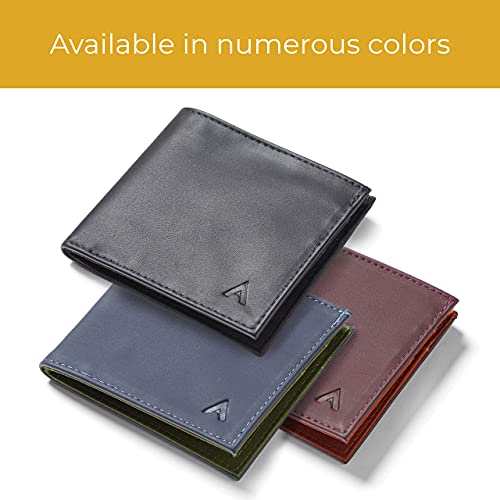 Image of Allett ID Wallet, Onyx Black | Leather, RFID Blocking | Slim Minimalist Bifold Wallet, Water Resistant, Durable, Thin, Front Pocket | Holds 4-12+ Cards, Cash