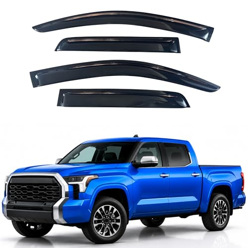 Image of IG Window Visors Fit for 2022-2026 Toyota Tundra Crewmax, Out-Channel Rain Guards Vent Wind Deflectors 4PC, Truck Accessories for 22-26 Tundra Crewmax (Full-Size Cabs)