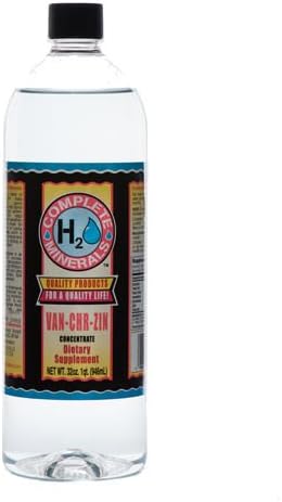 Complete H2O Minerals Van-Chr-Zin Vanadio Cromo Zinc Agua mineral iónica 32 onzas líquidas