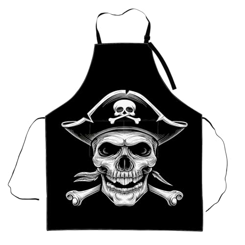 Zeleda Classic Pirate Apron,Adjustable Waterproof Oxford Fabric Kitchen Apron with 2 Pockets for Men and Women, Cooking, Baking, BBQ, Coffee Shop, Housewarming Gifts, 28x33 Inches