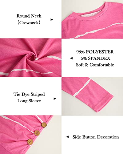 Ebifin Girls Casual Short/Long Sleeve T Shirts Crewneck Tunic Tops Kids Button Striped Tee Blouses Size 4-154