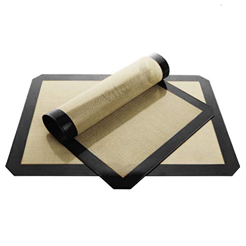 Vila 2 Pack Baking Mats, 12” x 17”, Tray Pan Liner for Healthy Dishes, Reusable Non-Stick Cookie Sheets, Perfect for Macarons, Dog, Cat, Parrot Treats, Pastry, Bread, Bun making