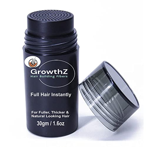 GrowthZ Hair Fibers for Thinning Hair - Natural Formula Hair Fibers, Hair Building Fibers for Thickening Hair, Instant Thicker Fuller Hair, Hair Fibers for Men & Women (Dark Brown)