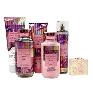 Costa Rica Pink Pineapple Sunrise – Deluxe Gift Set – Fragrance Mist, Body Cream, Moisturizing Body Wash, Body Lotion and Body Wash With a Himalayan Salts Springs Soap