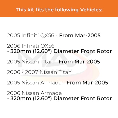 Image of Max Advanced Brakes Front & Rear Brake Kit Compatible With 2005 2006 Nissan Titan Armada Compatible With Infiniti QX56 Replacement Geomet Coated OE Disc Brake Rotors and Ceramic Brake Pads