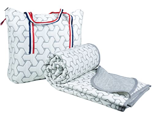 Image of BSB HOME 100% Cotton Reversible Dohar Double Bed, Soft Lightweight Bed Blanket, AC Dohar Blanket for Summers /Winter (Size 90 inch by 88 inch, Grey & White, Gift Packing Bag)