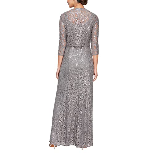 Image of Alex Evenings Women's Long Lace Jacket Dress